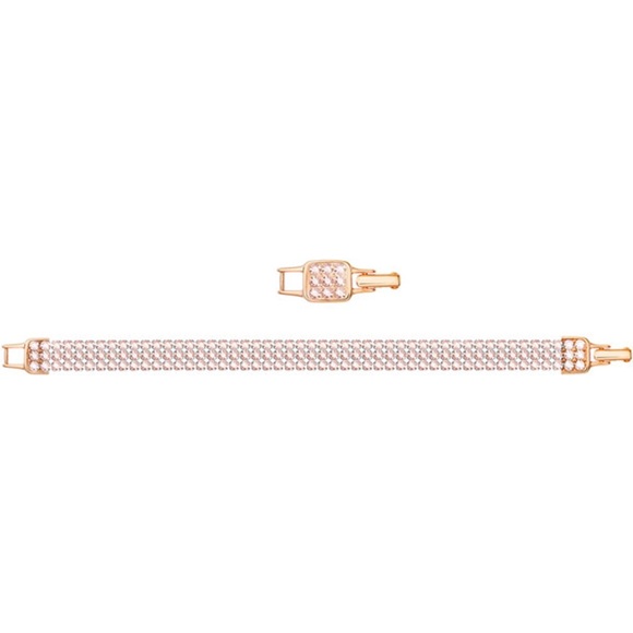 SOLD - Swarovski Crystal Rose Gold Tone Fit Pink Mesh Bracelet 5381139 - Picture 9 of 11